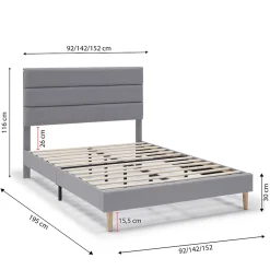 Vs Venta-Stock Cadre de lit plateforme Aroma capitonné 30 cm, 140x190 cm, Gris clair Best