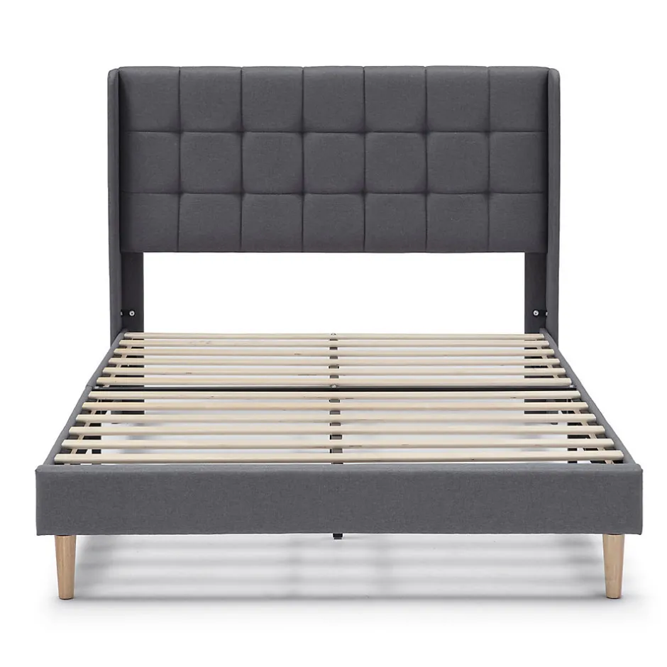 Vs Venta-Stock Cadre de lit plateforme Esther capitonné 30 cm, 140x190 cm, Gris foncé