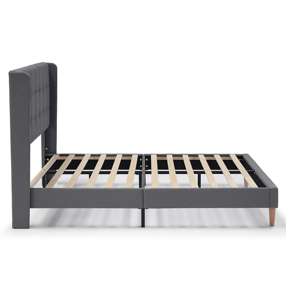 Vs Venta-Stock Cadre de lit plateforme Esther capitonné 30 cm, 140x190 cm, Gris foncé