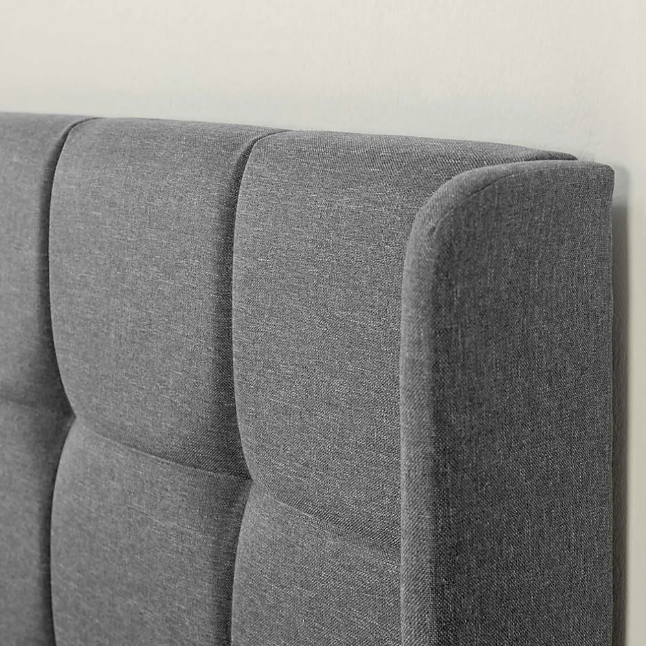 Vs Venta-Stock Cadre de lit plateforme Esther capitonné 30 cm, 140x190 cm, Gris foncé