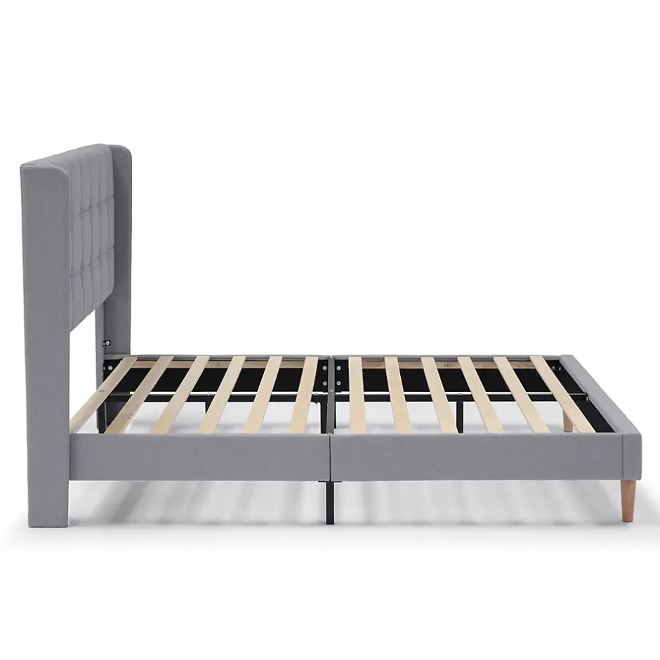 Vs Venta-Stock Cadre de lit plateforme Esther capitonné 30 cm, 140x190 cm, Gris clair