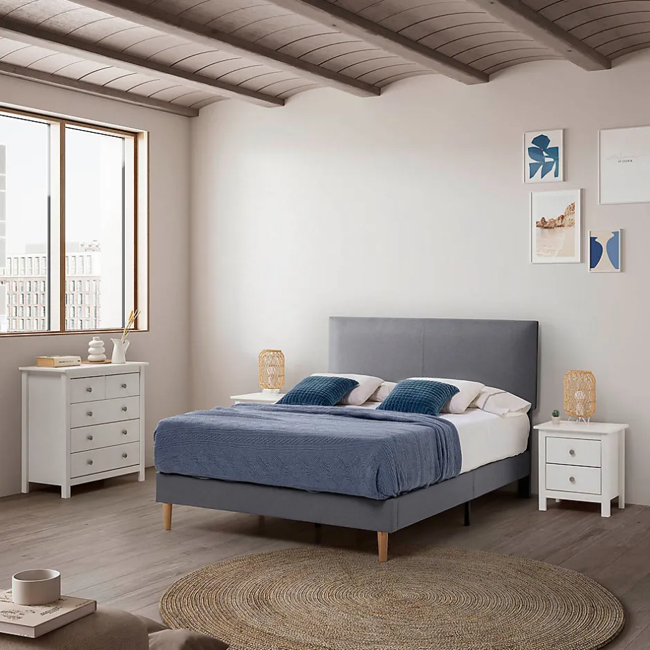 Vs Venta-Stock Cadre de lit rembourré Lauren 30 cm, 140 x 190 cm, Gris foncé Outlet