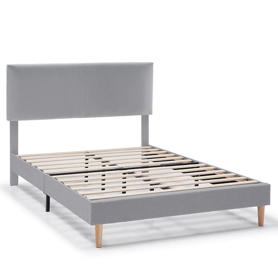 Vs Venta-Stock Cadre de lit rembourré Lauren 30 cm, 90 x 190 cm, Gris clair