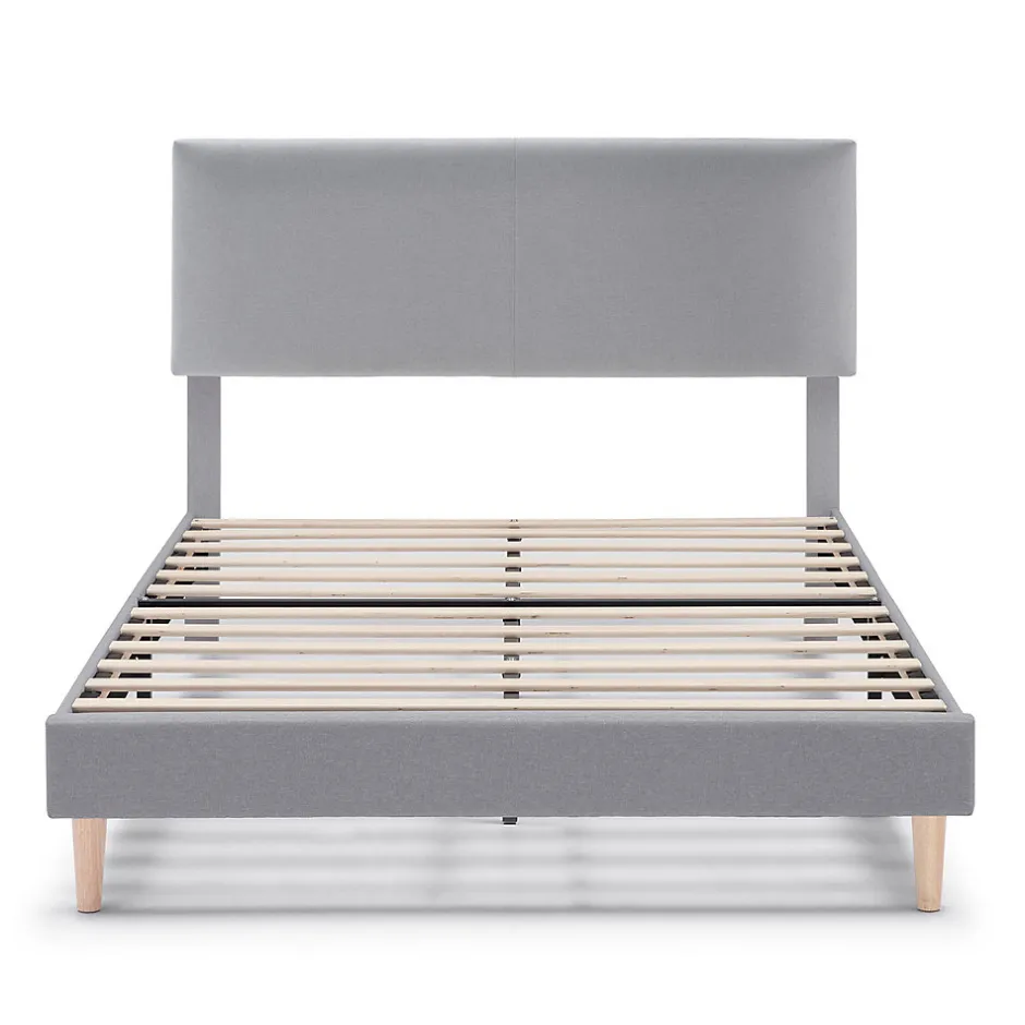 Vs Venta-Stock Cadre de lit rembourré Lauren 30 cm, 90 x 190 cm, Gris clair