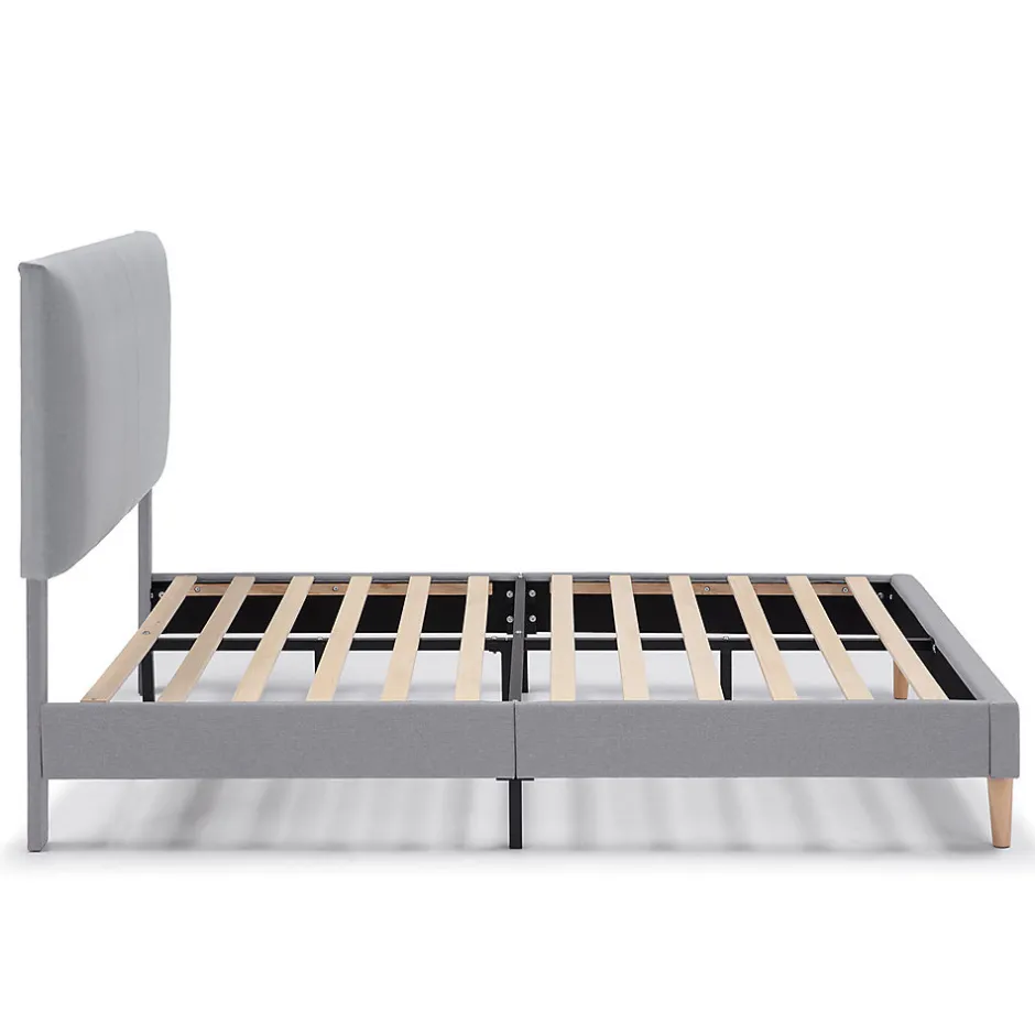 Vs Venta-Stock Cadre de lit rembourré Lauren 30 cm, 90 x 190 cm, Gris clair