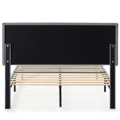 Vs Venta-Stock Cadre de lit rembourré Lauren 30 cm, 90 x 190 cm, Gris clair