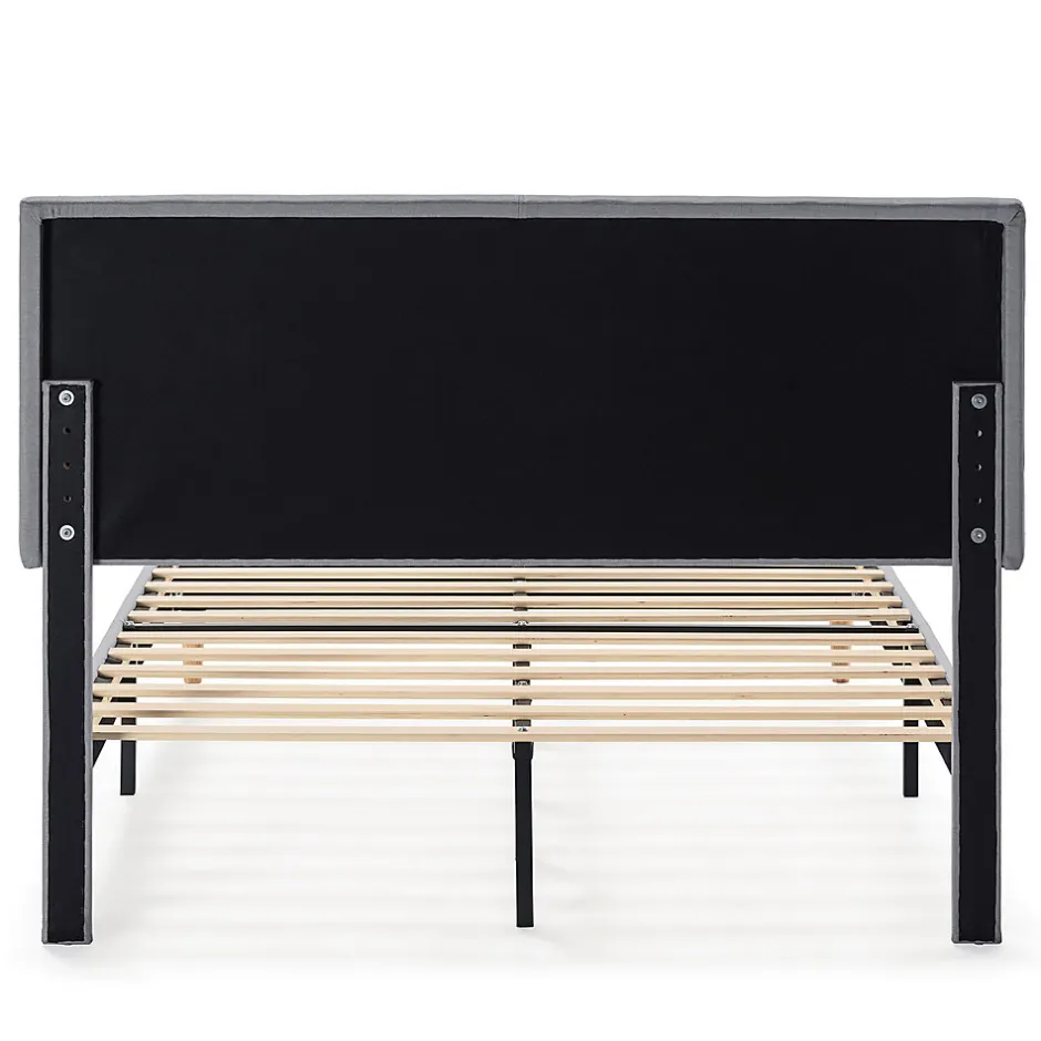 Vs Venta-Stock Cadre de lit rembourré Lauren 30 cm, 90 x 190 cm, Gris clair