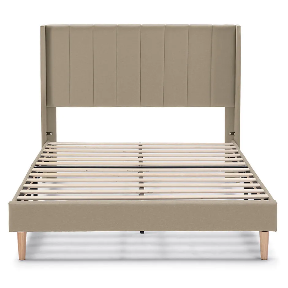 Vs Venta-Stock Cadre de lit rembourré Noelia 30 cm, 90x190 cm, Beige