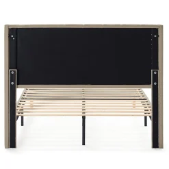 Vs Venta-Stock Cadre de lit rembourré Noelia 30 cm, 90x190 cm, Beige