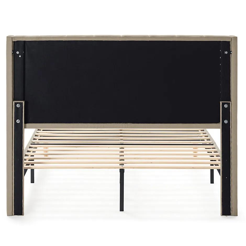 Vs Venta-Stock Cadre de lit rembourré Noelia 30 cm, 90x190 cm, Beige