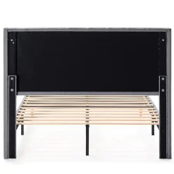 Vs Venta-Stock Cadre de lit rembourré Noelia 30 cm, 150x190 cm, Gris foncé Outlet