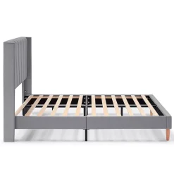 Vs Venta-Stock Cadre de lit rembourré Noelia 30 cm, 150x190 cm, Gris foncé Outlet