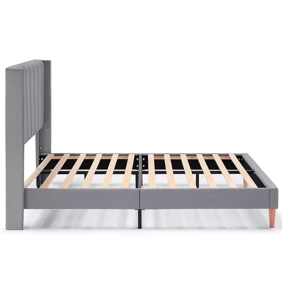 Vs Venta-Stock Cadre de lit rembourré Noelia 30 cm, 150x190 cm, Gris foncé Outlet
