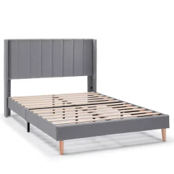 Vs Venta-Stock Cadre de lit rembourré Noelia 30 cm, 150x190 cm, Gris foncé Outlet