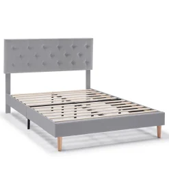 Vs Venta-Stock Cadre de lit rembourré Rosi 30 cm, 90x190 cm, Gris clair Best