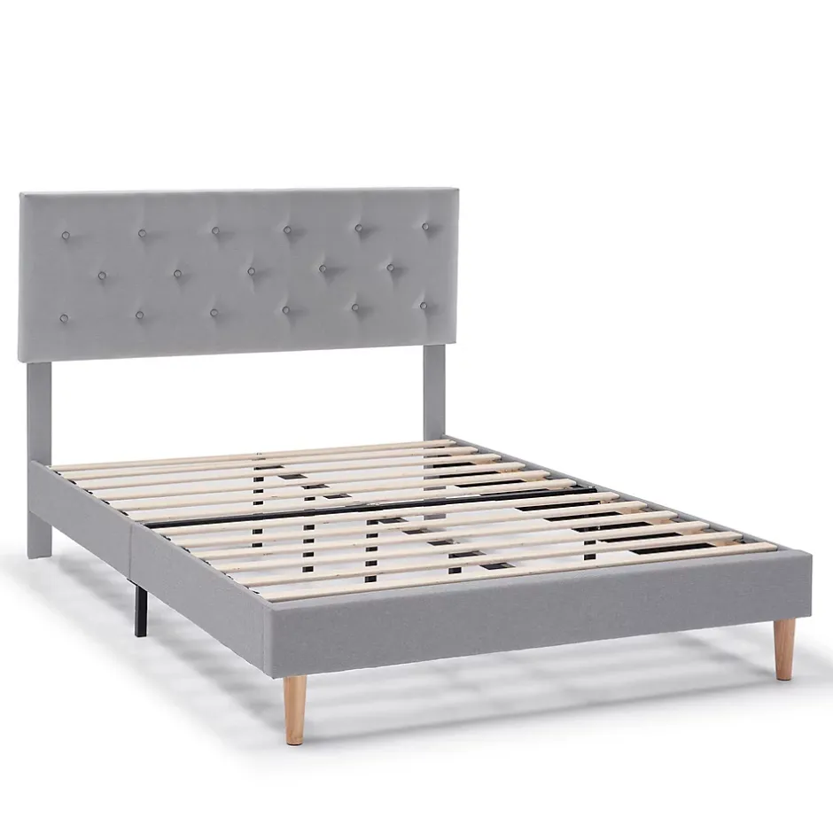 Vs Venta-Stock Cadre de lit rembourré Rosi 30 cm, 90x190 cm, Gris clair Best