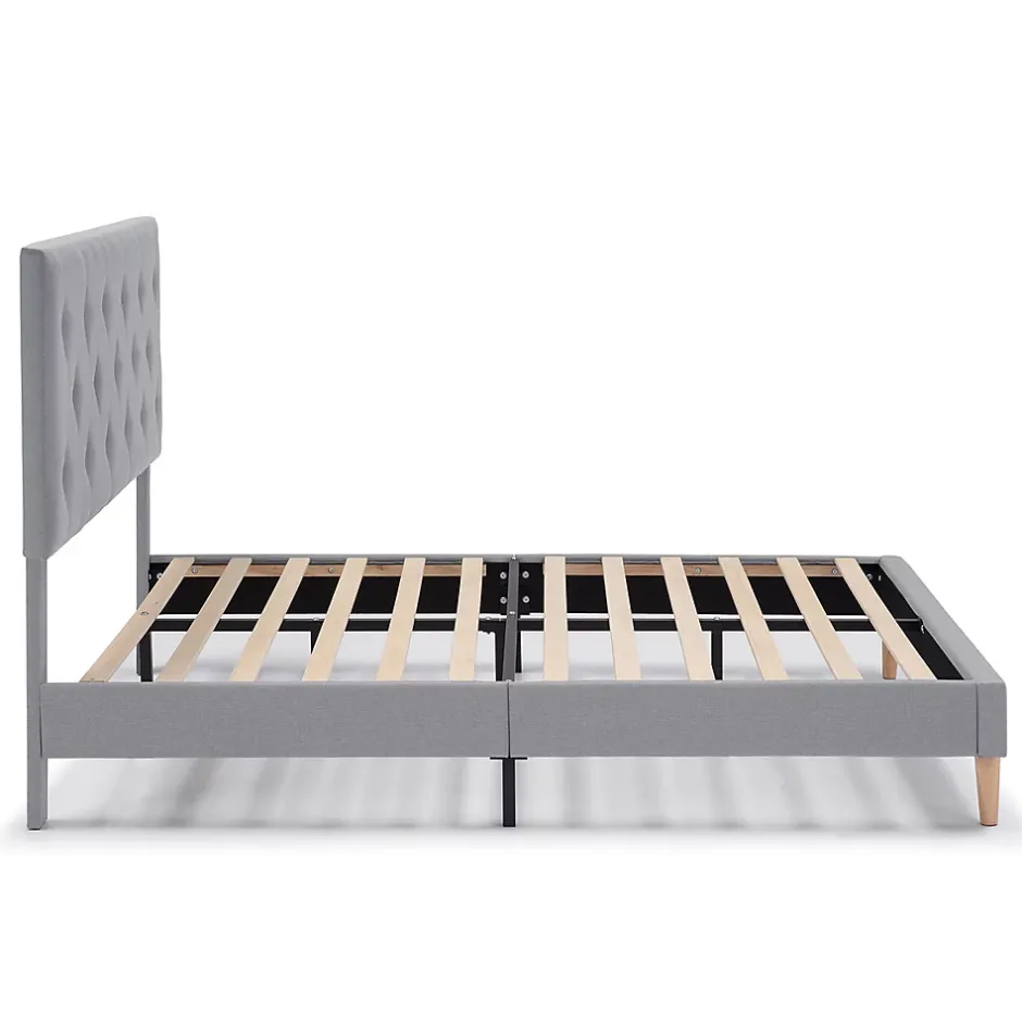 Vs Venta-Stock Cadre de lit rembourré Rosi 30 cm, 90x190 cm, Gris clair Best