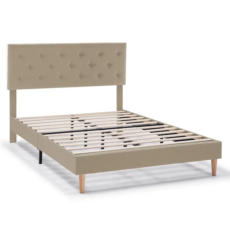Vs Venta-Stock Cadre de lit rembourré Rosi 30 cm, 90x190 cm, Beige Sale