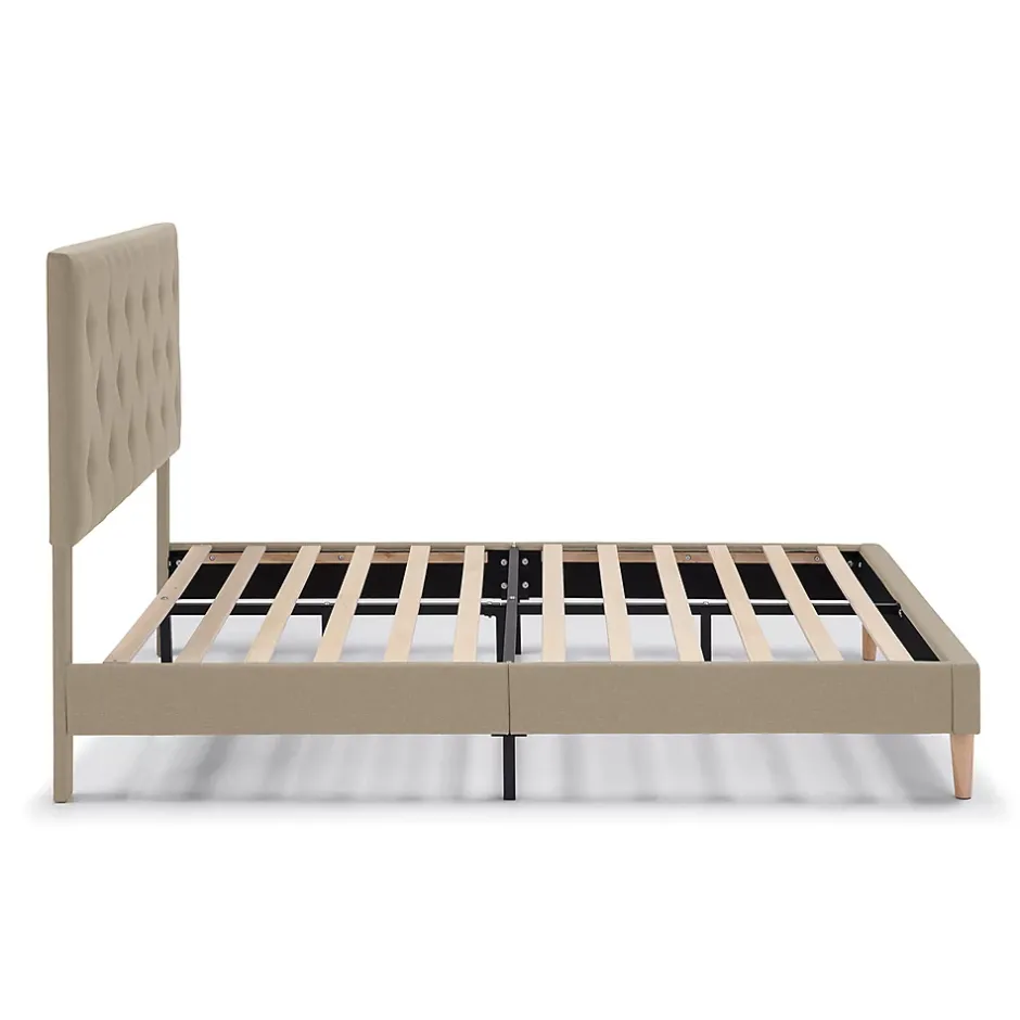 Vs Venta-Stock Cadre de lit rembourré Rosi 30 cm, 90x190 cm, Beige Sale