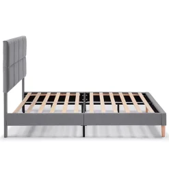 Vs Venta-Stock Cadre de lit rembourré Silvi 30 cm, 140x190 cm, Gris foncé Sale