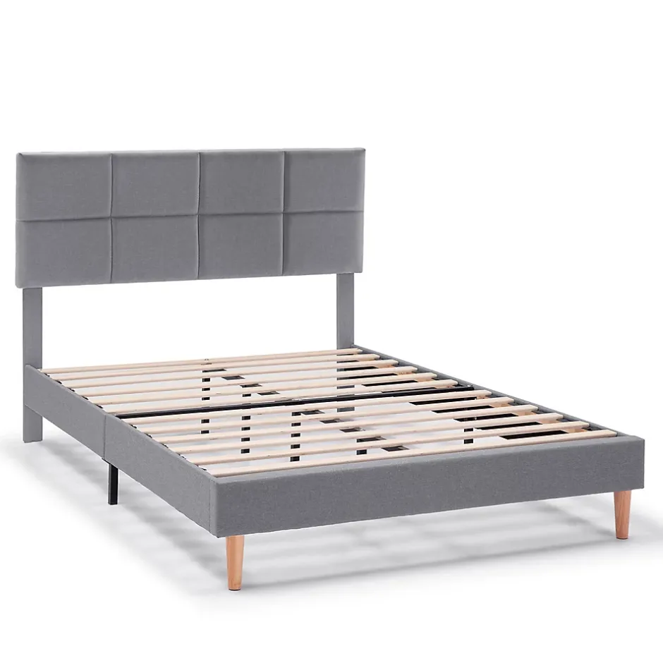 Vs Venta-Stock Cadre de lit rembourré Silvi 30 cm, 140x190 cm, Gris foncé Sale