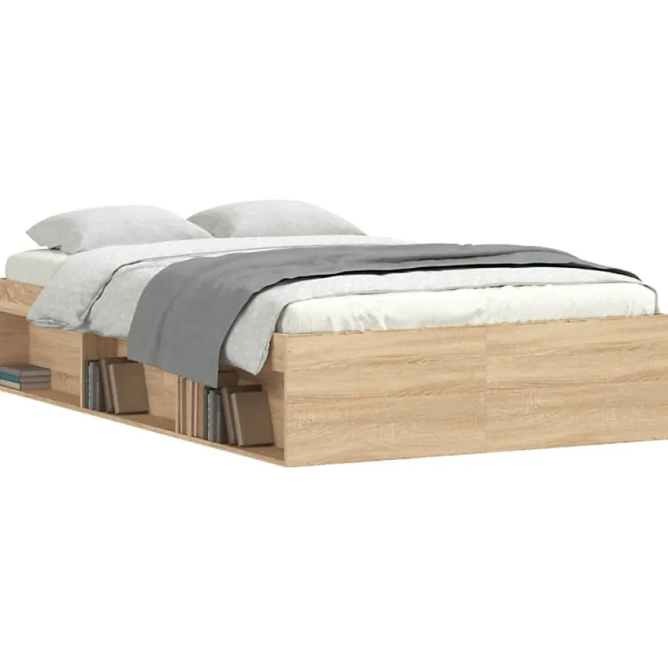 Vidaxl Cadre de lit sans matelas chêne sonoma 120x190 cm Sale
