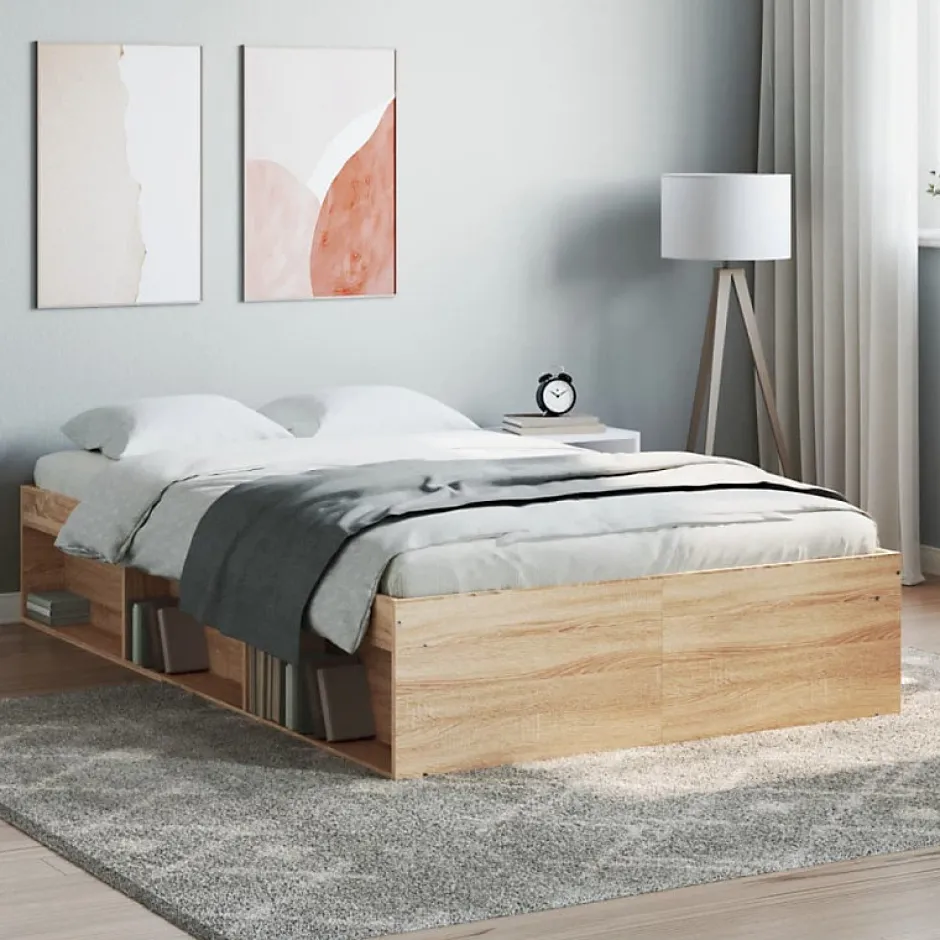 Vidaxl Cadre de lit sans matelas chêne sonoma 120x190 cm Sale