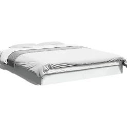 Vidaxl Cadre de lit sans matelas blanc 160x200 cm bois d ingénierie Clearance
