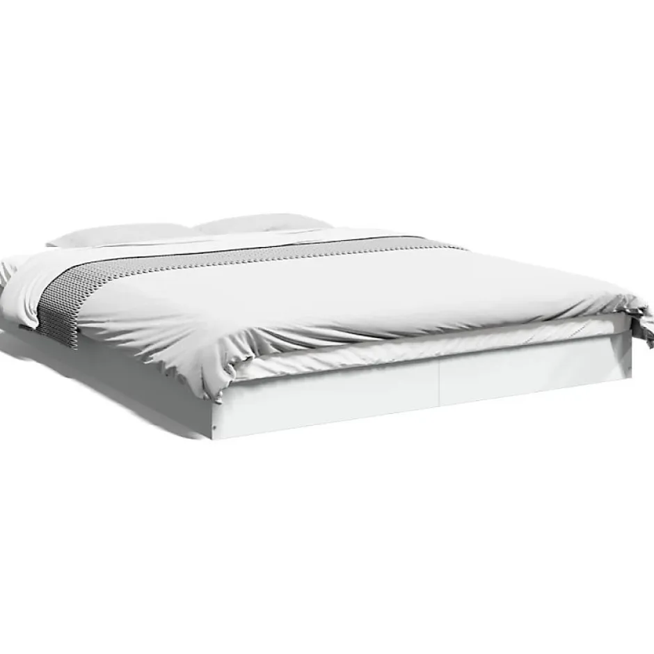 Vidaxl Cadre de lit sans matelas blanc 160x200 cm bois d ingénierie Clearance
