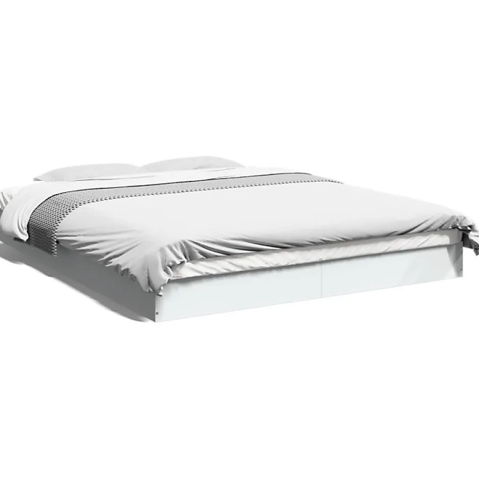 Vidaxl Cadre de lit sans matelas blanc 160x200 cm bois d ingénierie Clearance
