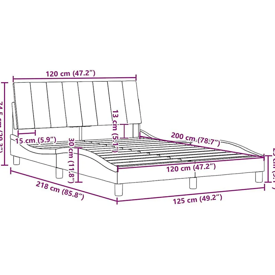 Vidaxl Cadre de lit sans matelas Hanko gris clair 120x200 cm tissu