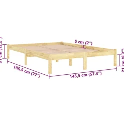 Vidaxl Cadre de lit sans matelas bois massif 140x190 cm