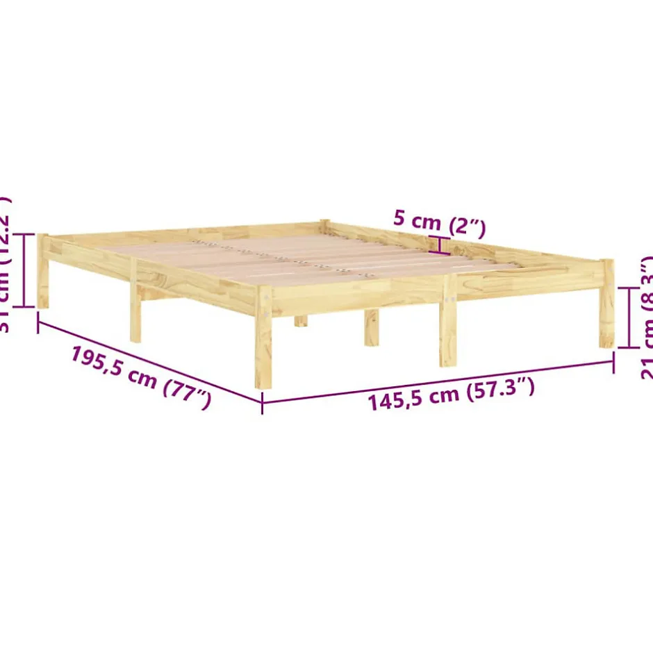 Vidaxl Cadre de lit sans matelas bois massif 140x190 cm