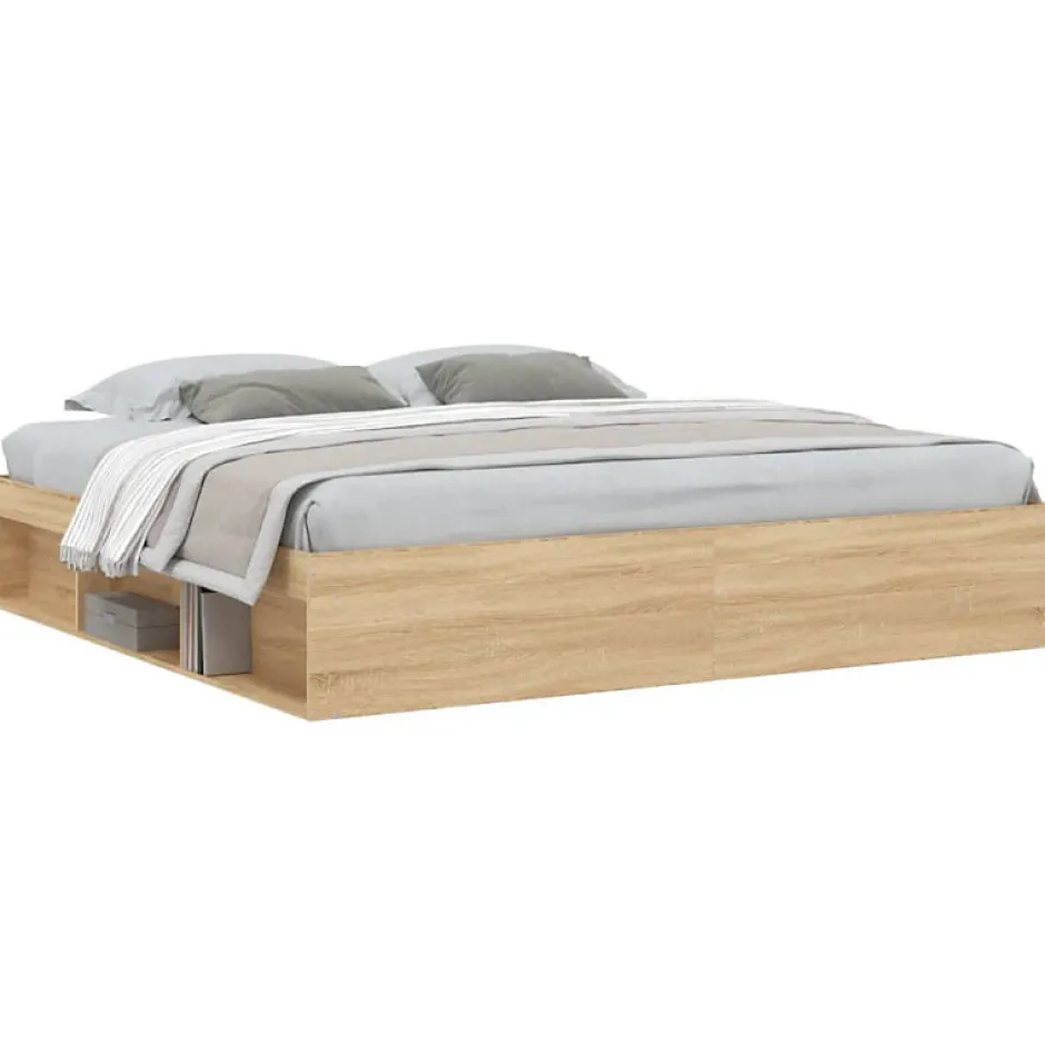 Vidaxl Cadre de lit sans matelas chêne sonoma 200x200 cm Outlet