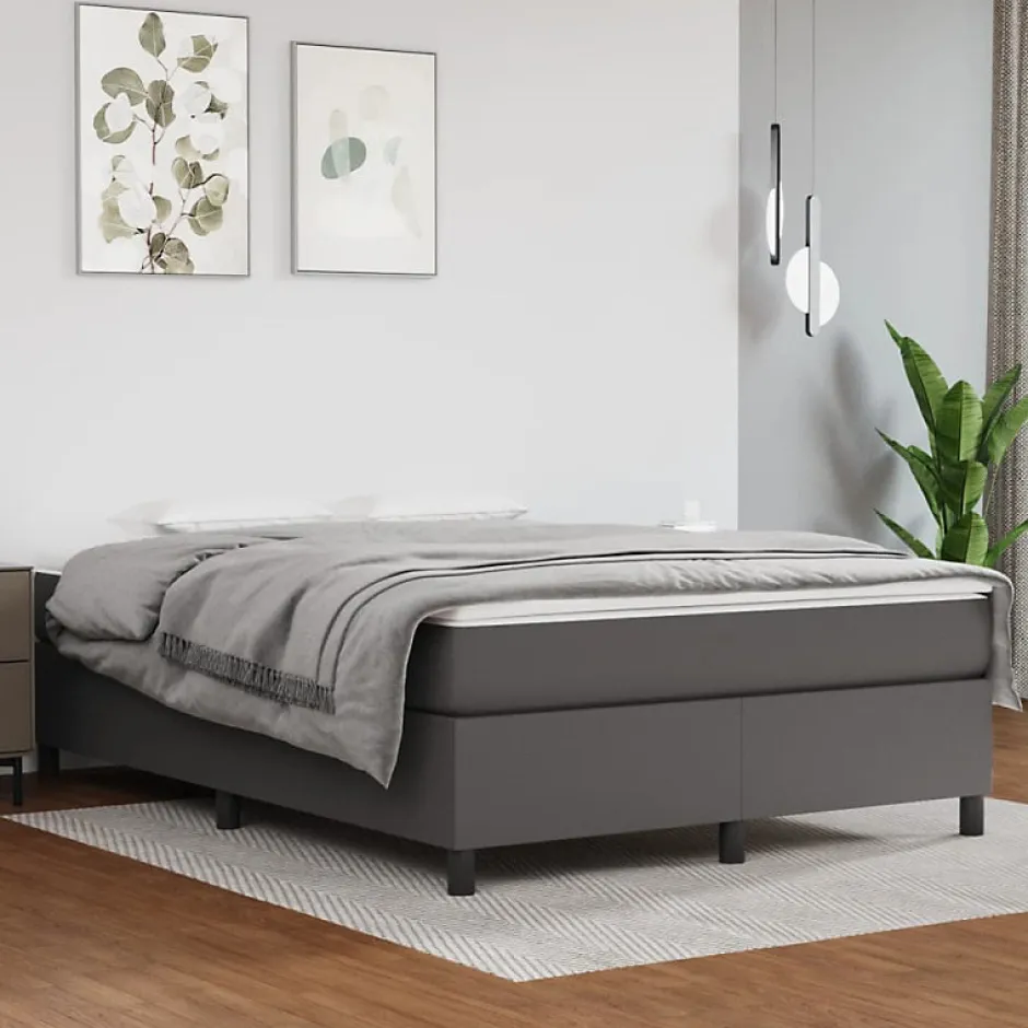 Vidaxl Cadre de lit sans matelas gris 140x190 cm similicuir Online