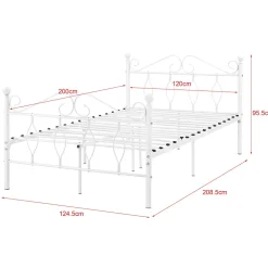 [En.Casa] Cadre de Lit Simple Apolda en Métal 120 x 200 cm Blanc Mat en.casa