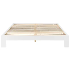 [En.Casa] Cadre de Lit Simple en Pin 120 x 200 cm Blanc en.casa