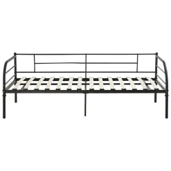 [En.Casa] Cadre de Lit Simple Falun Acier Laqué 90 x 200 cm Noir Mat en.casa Sale