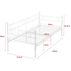 [En.Casa] Cadre de Lit Simple Kerava en Métal 90x200 cm Blanc Mat en.casa Discount