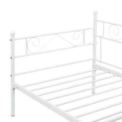 [En.Casa] Cadre de Lit Simple Kerava en Métal 90x200 cm Blanc Mat en.casa Discount
