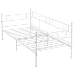 [En.Casa] Cadre de Lit Simple Kerava en Métal 90x200 cm Blanc Mat en.casa Discount