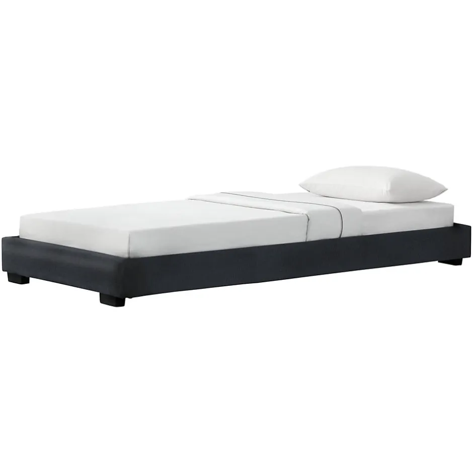 Corium Cadre de Lit Simple Masari Rembourré avec Similicuir Noir 200 x 90 cm
