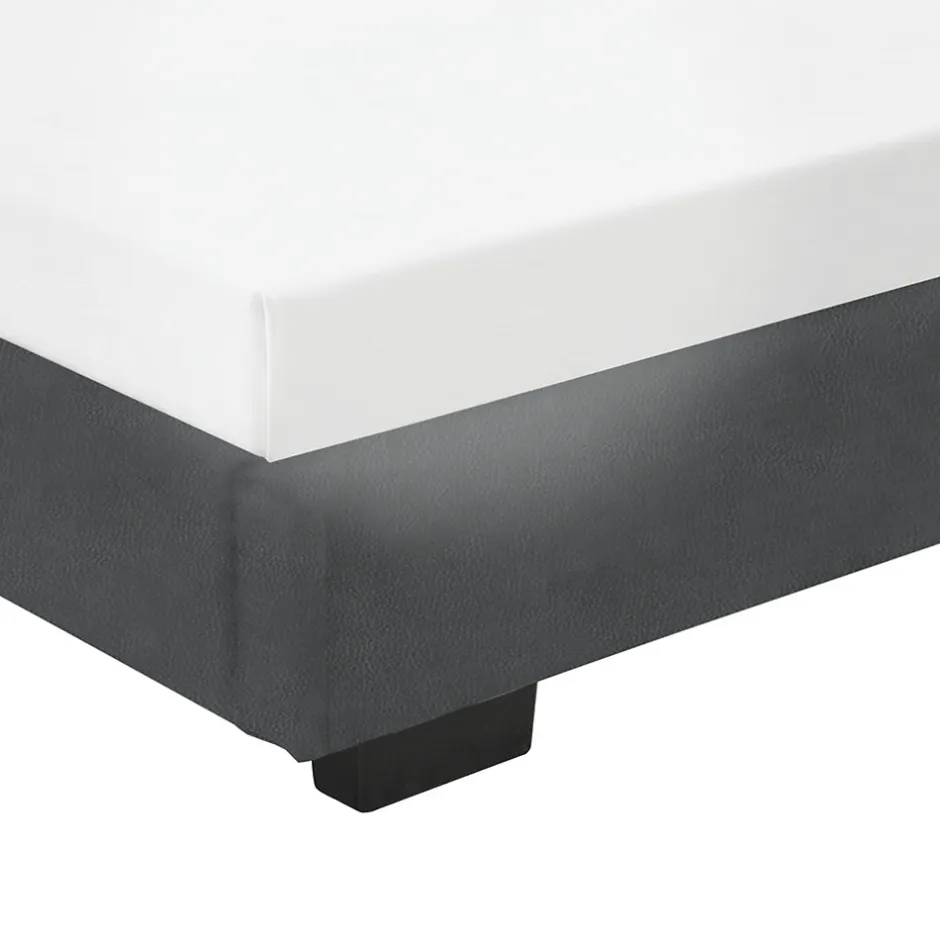 Corium Cadre de Lit Simple Masari Rembourré avec Similicuir Noir 200 x 90 cm