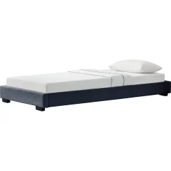 Corium Cadre de Lit Simple Masari Rembourré avec Lin Gris Foncé 200 x 90 cm