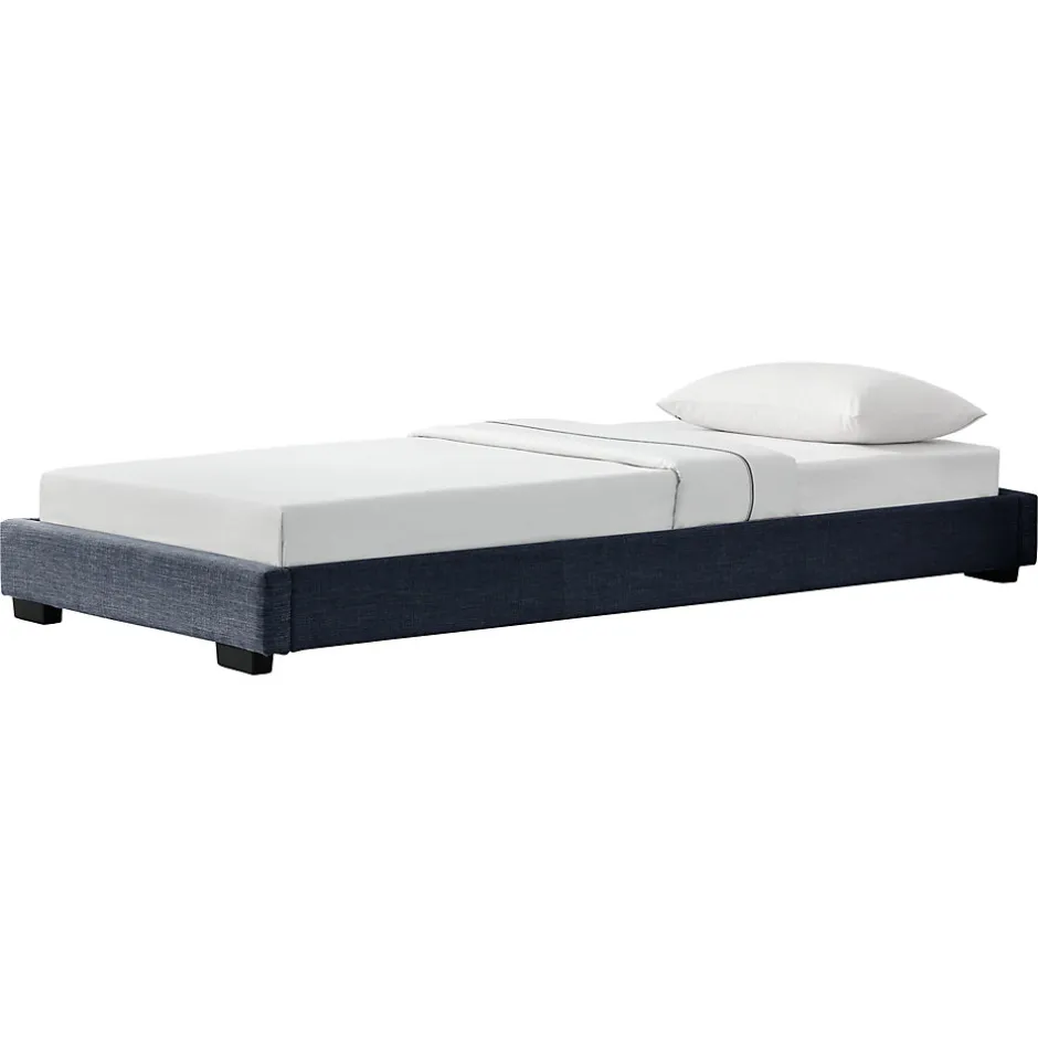 Corium Cadre de Lit Simple Masari Rembourré avec Lin Gris Foncé 200 x 90 cm