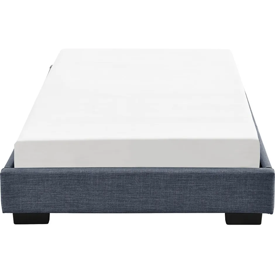 Corium Cadre de Lit Simple Masari Rembourré avec Lin Gris Foncé 200 x 90 cm
