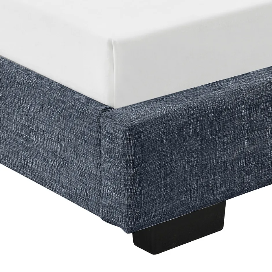 Corium Cadre de Lit Simple Masari Rembourré avec Lin Gris Foncé 200 x 90 cm