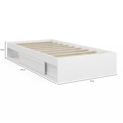IDMarket Cadre de lit simple SALEM avec rangement et sommier 90 x 190 CM blanc