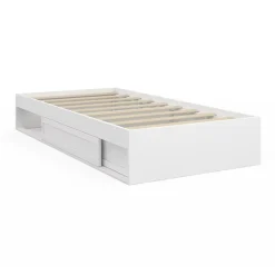 IDMarket Cadre de lit simple SALEM avec rangement et sommier 90 x 190 CM blanc