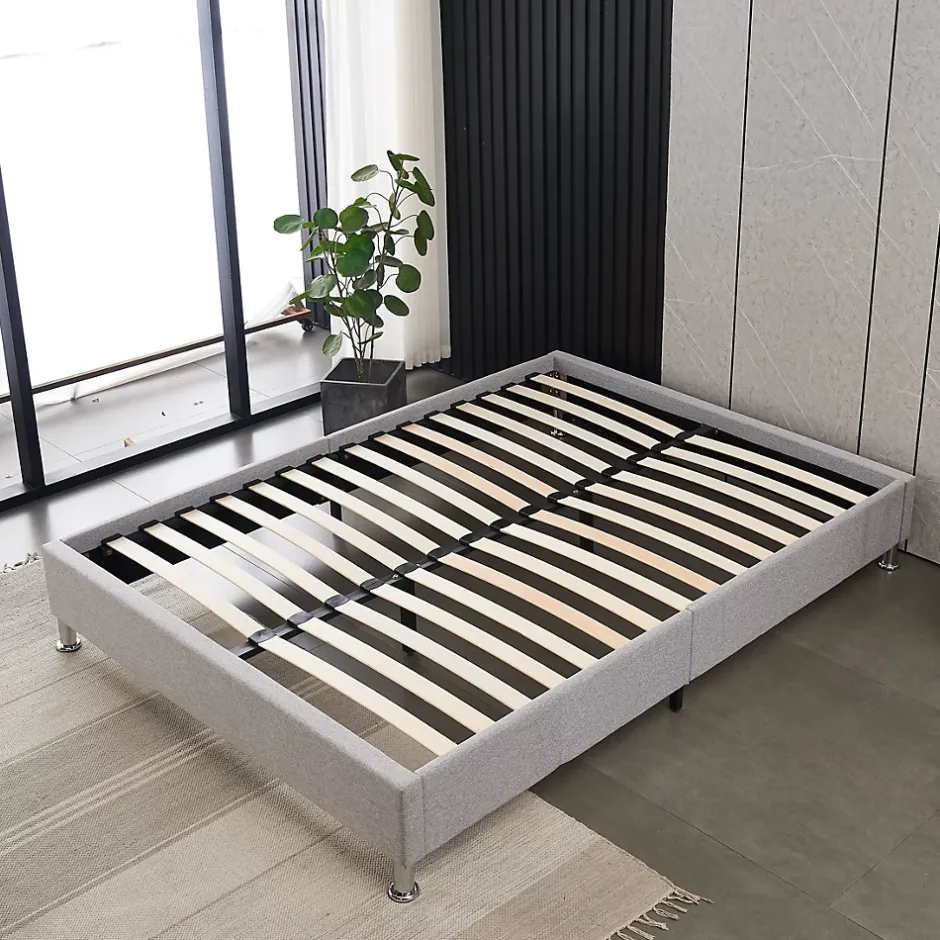 Teeno Cadre de lit 140x190cm, Plateforme capitonné 31 cm Sommier,8 Pieds